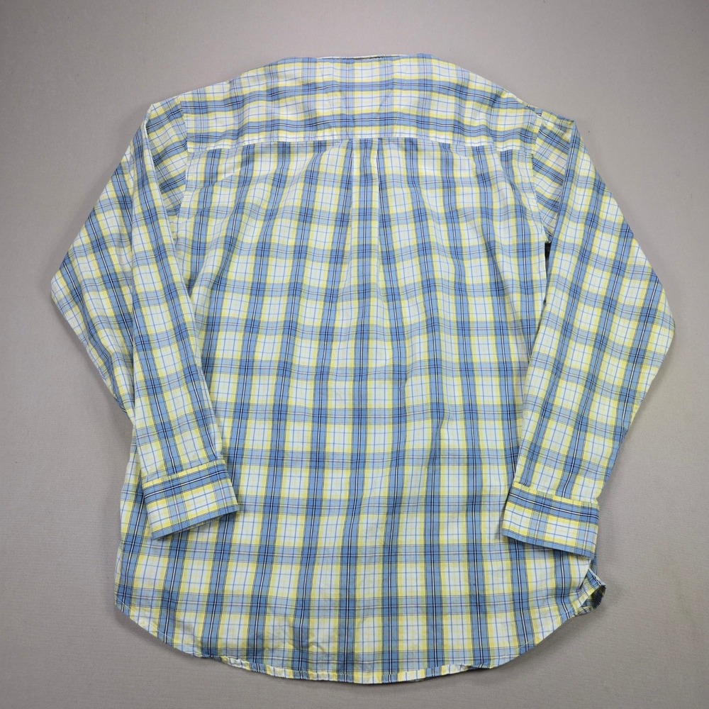 Wrangler George Strait Cowboy Cut Plaid Button Down Shirt Blue Yellow Men Size M - Picture 2 of 7